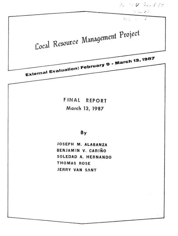 Local resource management project, external evaluation : February 9-March 13, 1987, final report