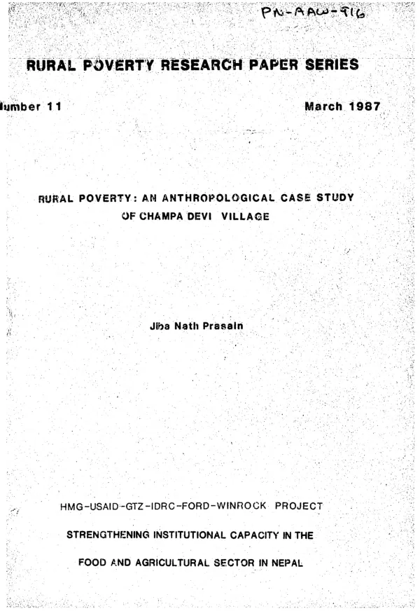 Rural poverty : an anthropological case study of Champa Devi village
