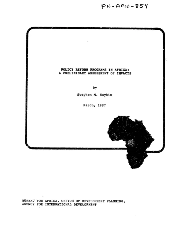 Policy reform programs in Africa : a preliminary assessment of impacts