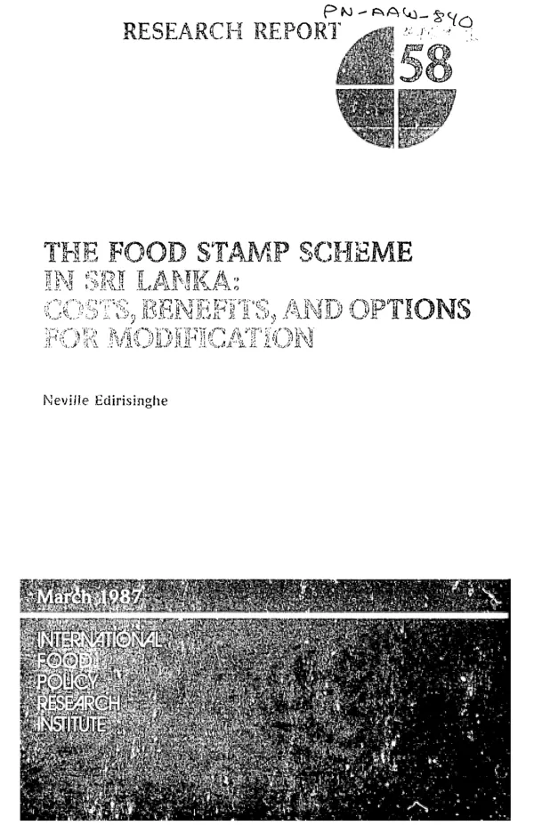 Food stamp scheme in Sri Lanka : costs, benefits, and options for modification