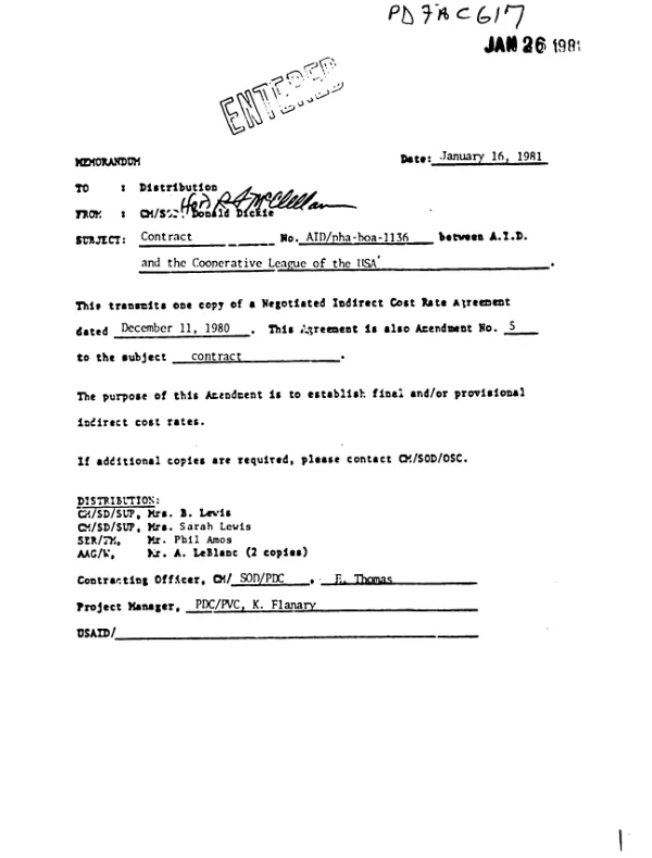 AID grant no. AID/PHA-BOA-1136 to Cooperative League of the USA for institutional strengthening