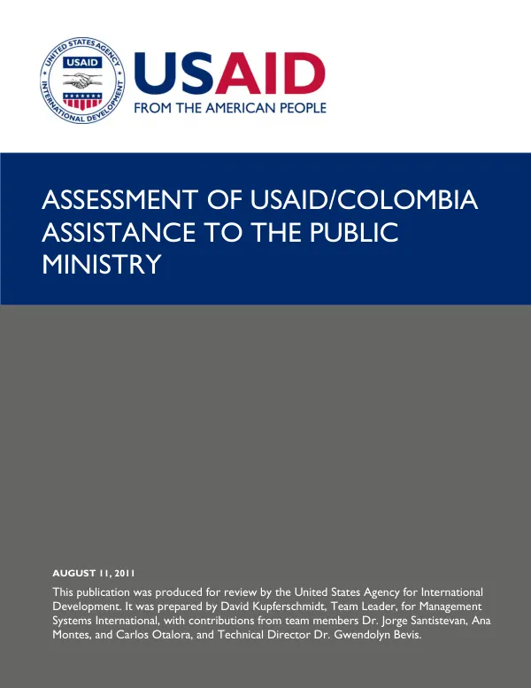Assessment of USAID/Colombia assistance to the Public Ministry