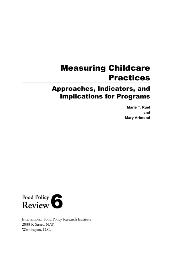 Measuring childcare practices : approaches, indicators, and implications for programs