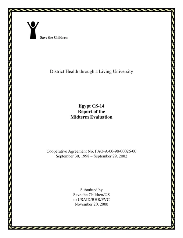 District health through a living university : Egypt CS-14 report of the midterm evaluation
