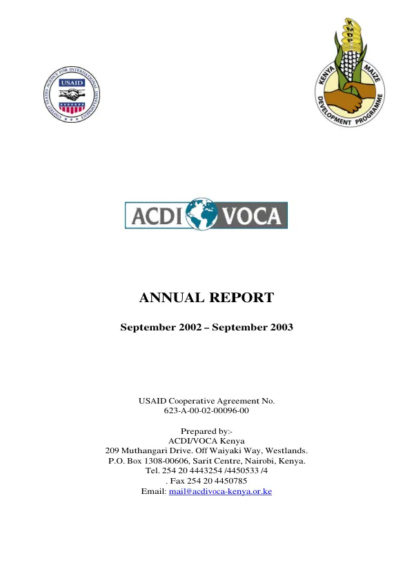 Annual report [: Kenya maize development programme (KMDP)] -- September 2002-September 2003