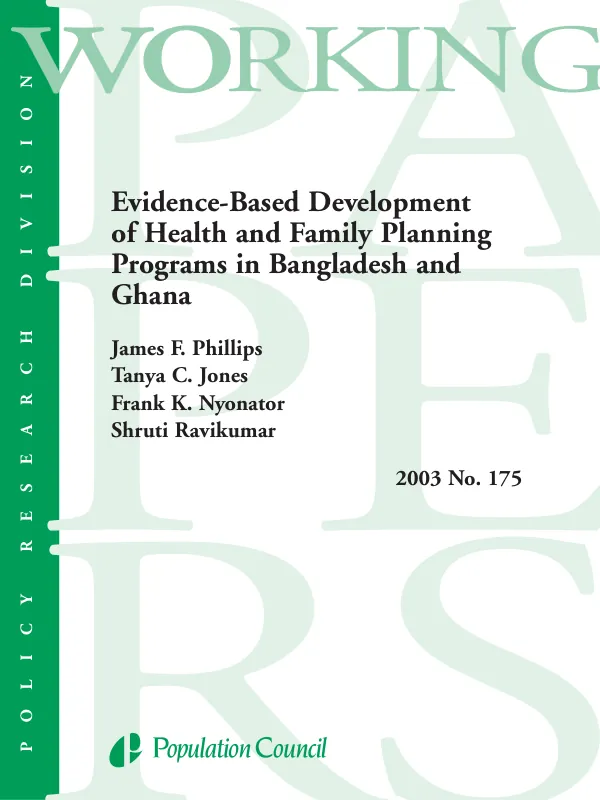 Evidence-based development of health and family planning programs in Bangladesh and Ghana