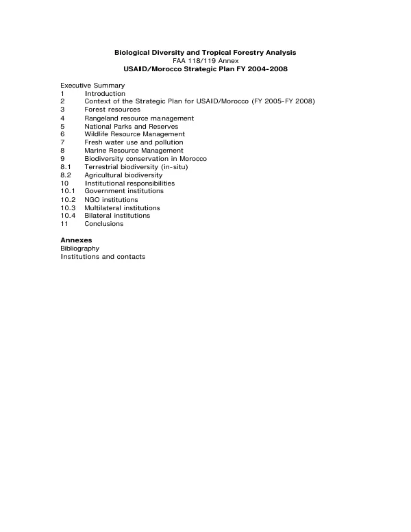 Biological diversity and tropical forestry analysis [Morocco]