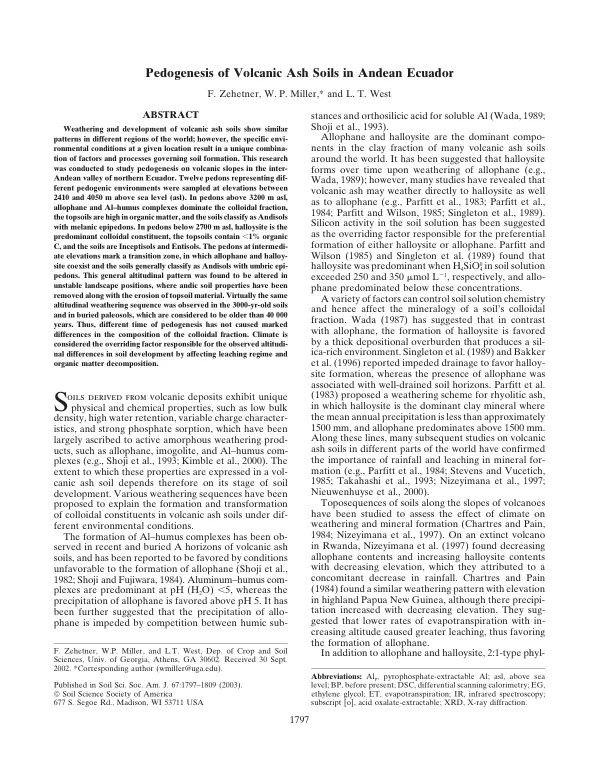 Pedogenesis of volcanic ash soils in Andean Ecuador