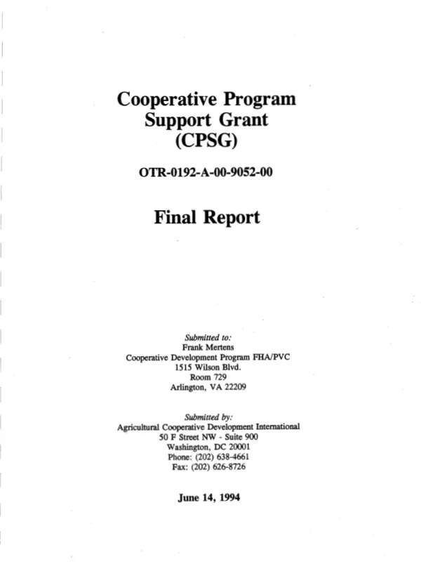Performance report for the project : "training and analysis in building capacity for agricultural marketing and exporting in Ghana and proposal for training in SPS and standards technology"