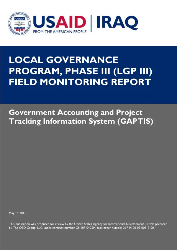 Local governance program, phase III (LGP III) field monitoring : Government Accounting and Project Information System (GAPTIS)