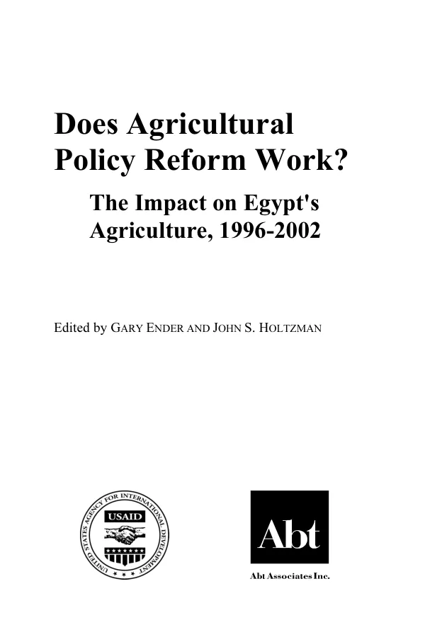 Does agricultural policy reform work? : the impact on Egypt"s agriculture, 1996-2002