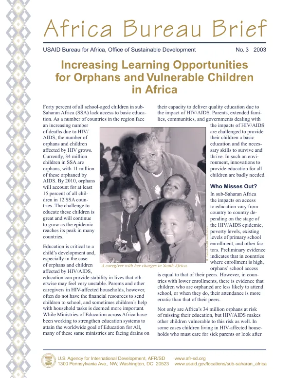 Increasing learning opportunities for orphans and vulnerable children in Africa