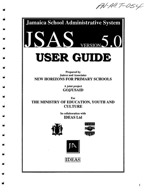 Jamaica school administrative system : JSAS version 5.0 -- user guide