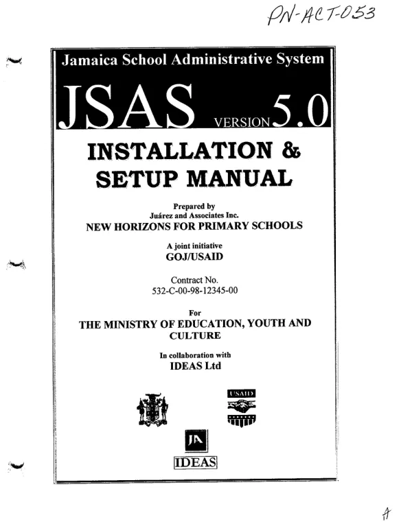 Jamaica school administrative system : JSAS version 5.0 -- installation & setup manual