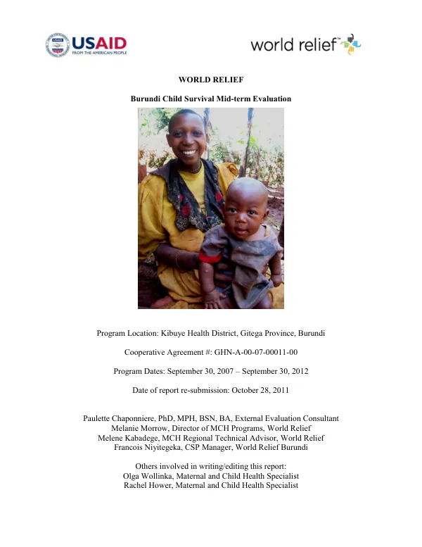 Burundi child survival mid-term evaluation