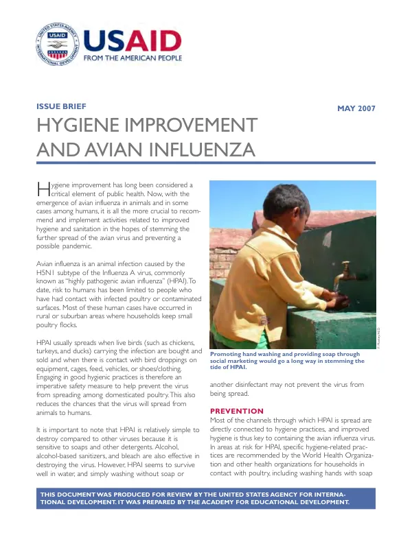 Hygiene improvement and avian influenza