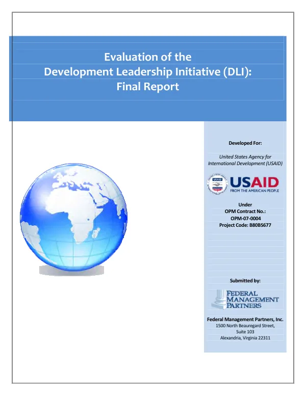 Evaluation of the Development Leadership Initiative (DLI) : final report