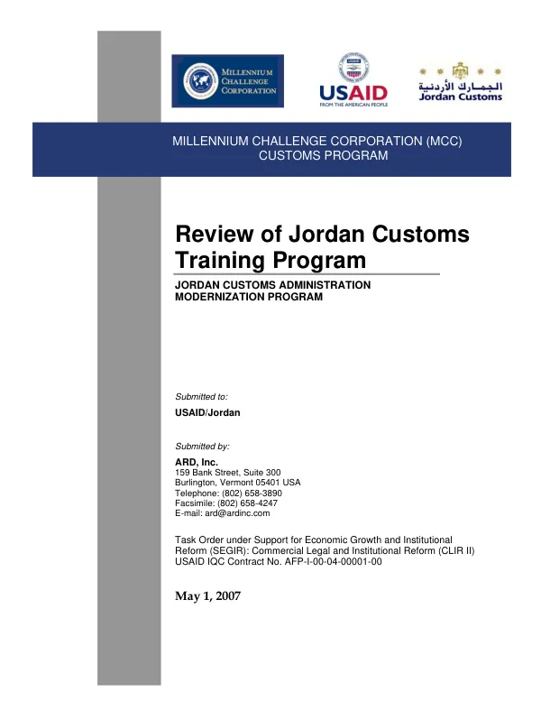 Review of Jordan customs training program