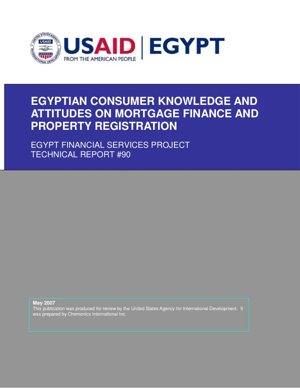 Egyptian consumer knowledge and attitudes on mortgage finance and property registration