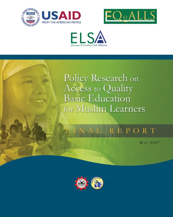 Policy research on access to quality basic education for Muslim learners : final report