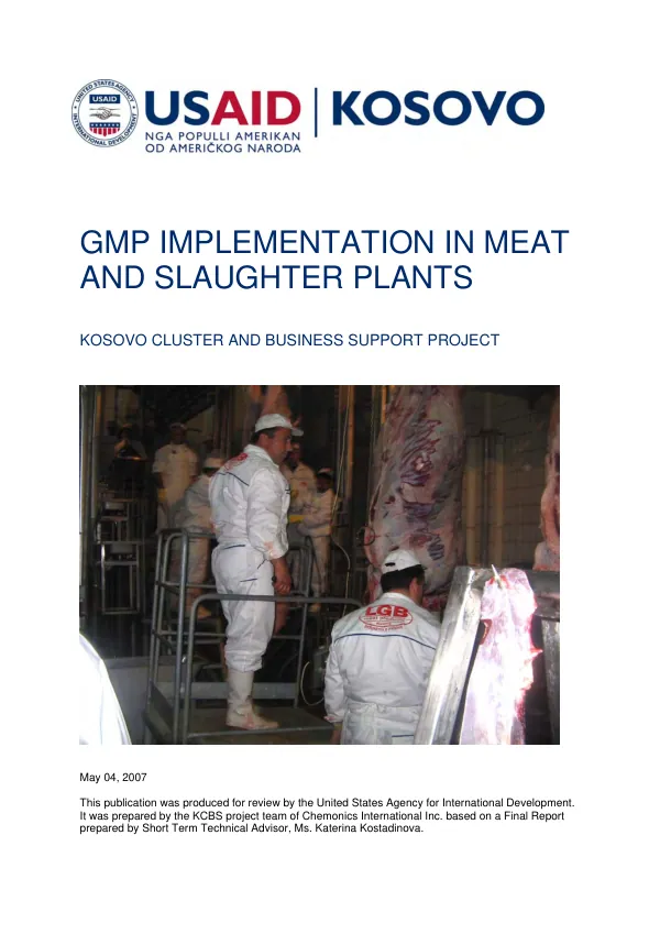 GMP implementation in meat and slaughter plants