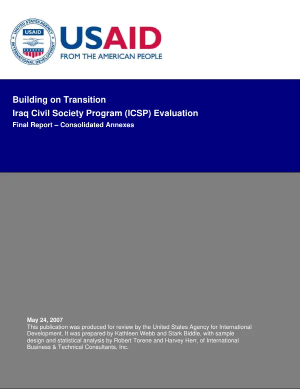 Building on transition : Iraq civil society program (ICSP) final evaluation -- final report : consolidated annexes