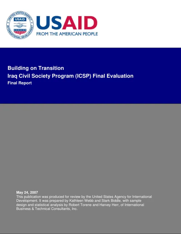 Building on transition : Iraq civil society program (ICSP) final evaluation -- final report