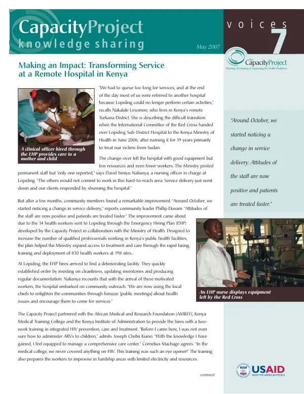 Making an impact : transforming service at a remote hospital in Kenya