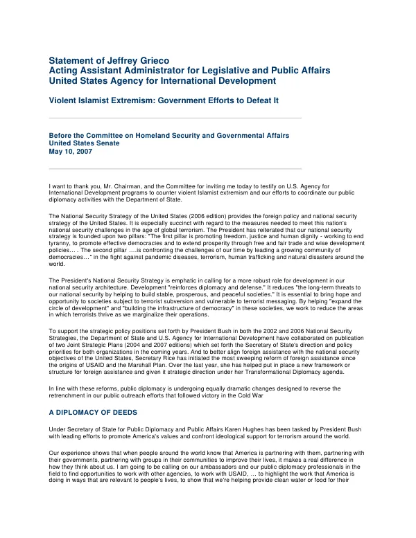 Violent Islamist extremism : government efforts to defeat it