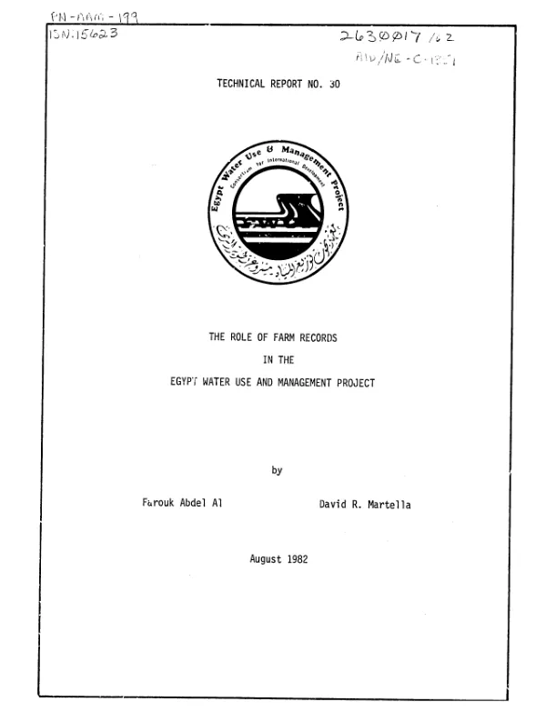 Role of farm records in the Egypt water use and management project
