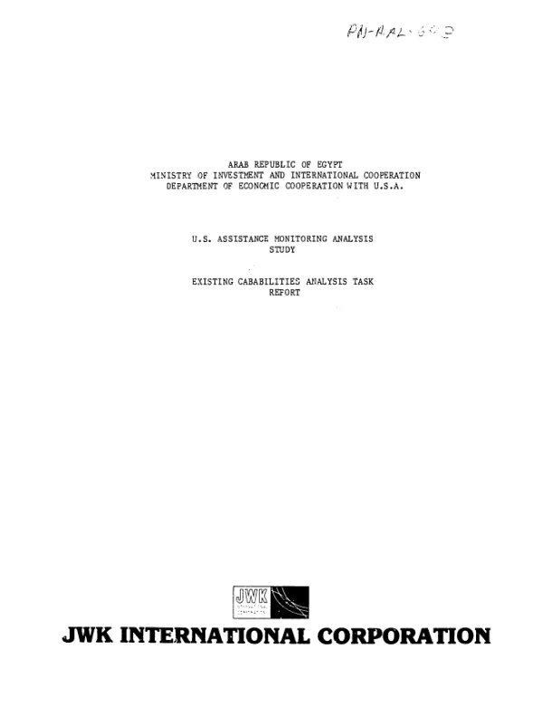 US assistance monitoring analysis study : existing capabilities analysis task report