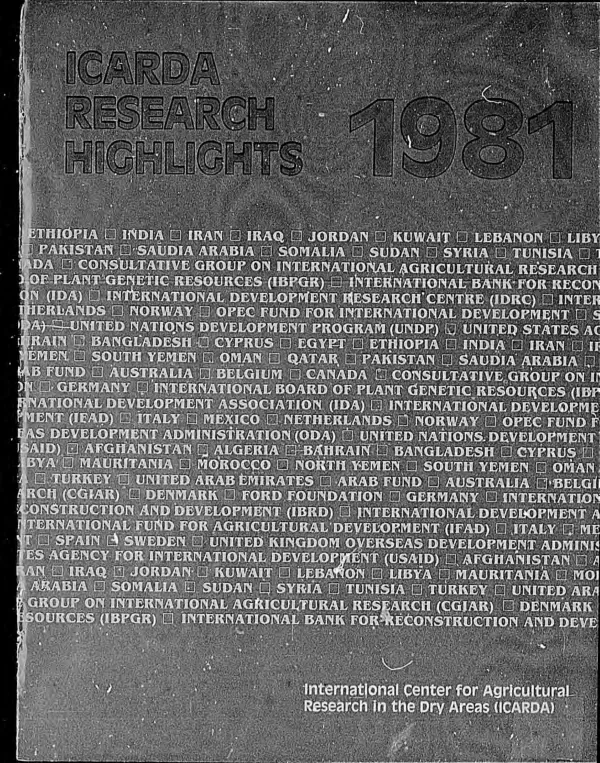 ICARDA research highlights 1981