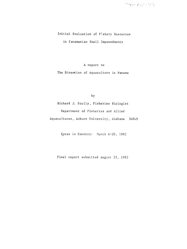 Initial evaluation of fishery resources in Panamanian small impoundments