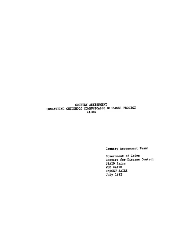 Country assessment : combatting childhood communicable diseases project, Zaire