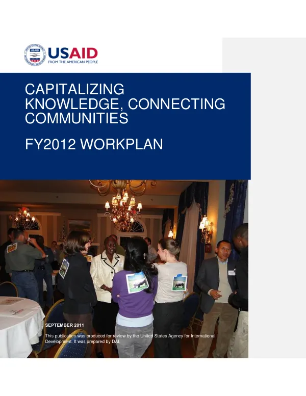 Capitalizing Knowledge, Connecting Communities: FY2012 Workplan