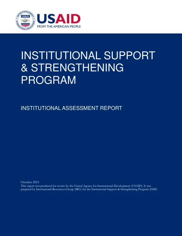 Jordan Institutional Support and Strengthening Program (ISSP) - Institutional Assessment Report, Executive Summary