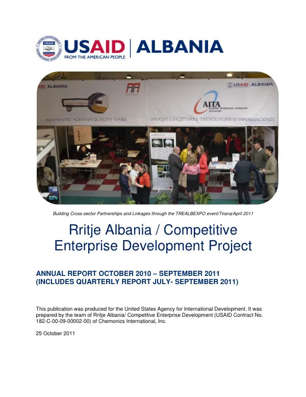 Competitive enterprise development (CED) project in Albania : annual report, October 2010 - September 2011