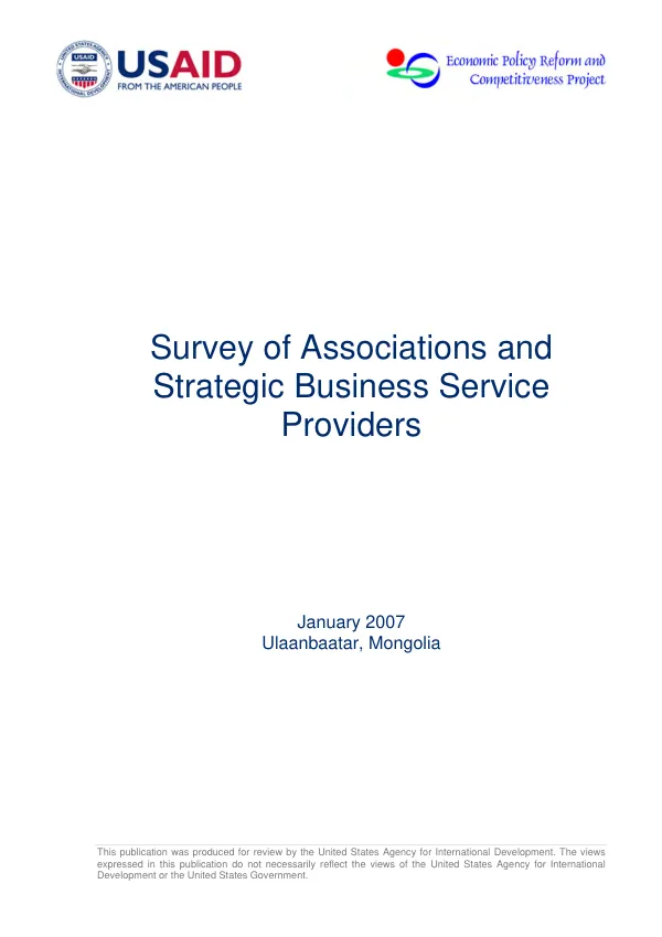 Survey of associations and strategic business service providers