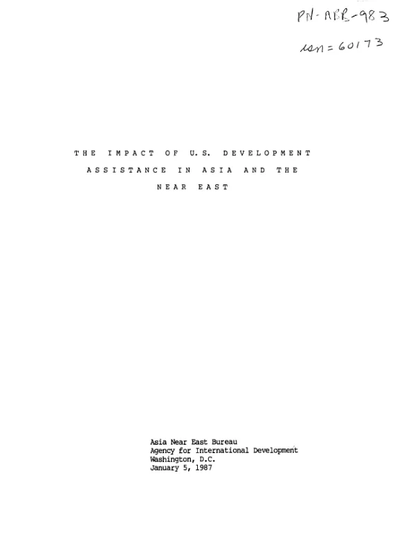 The impact of U.S. development assistance in Asia and the Near East