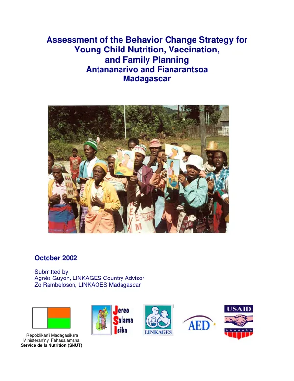 Assessment of the behavior change strategy for young child nutrition, vaccination, and family planning - Antanarivo and Fianarantsoa Madagascar