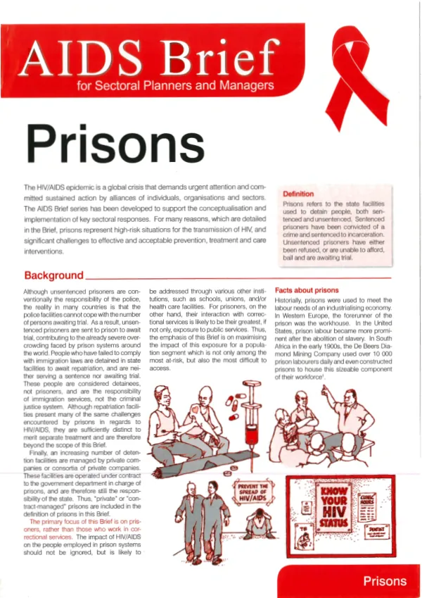AIDS brief for sectoral planners and managers : prisons