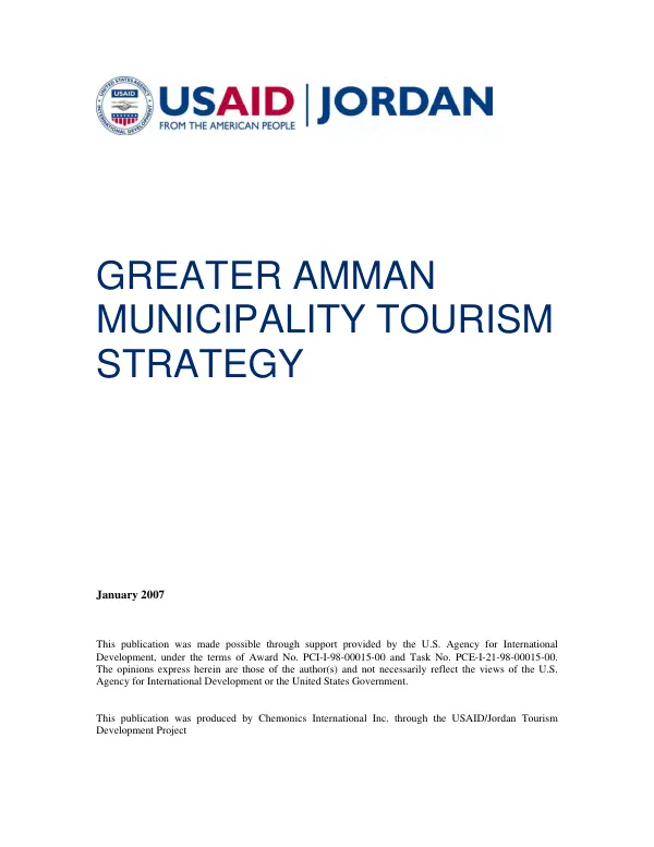 Greater Amman municipality tourism strategy