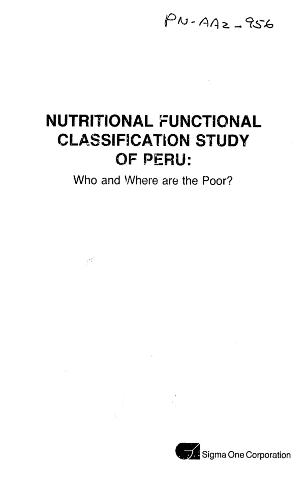 Nutritional functional classification study of Peru : who and where are the poor?