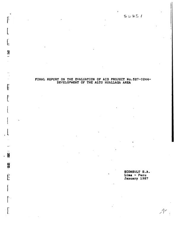 Final report on the evaluation of AID project no. 527-0244 : development of the Alto Huallaga area