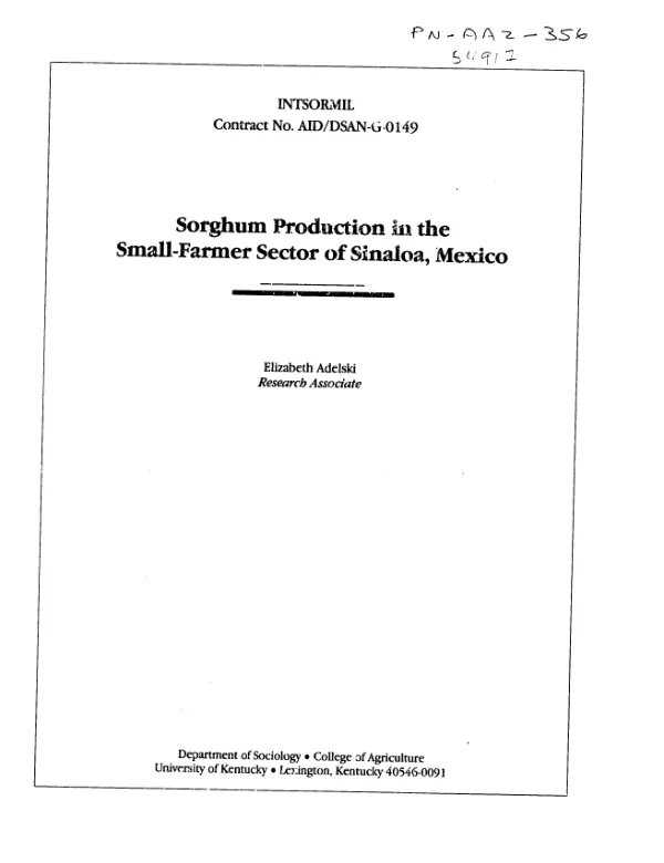 Sorghum production in the small farmer sector of Sinaloa, Mexico