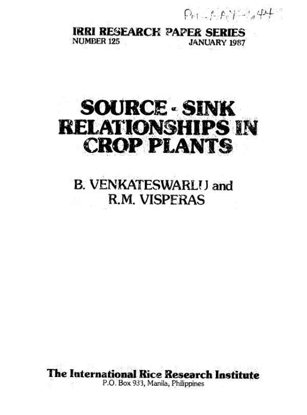 Source - sink relationship in crop plants