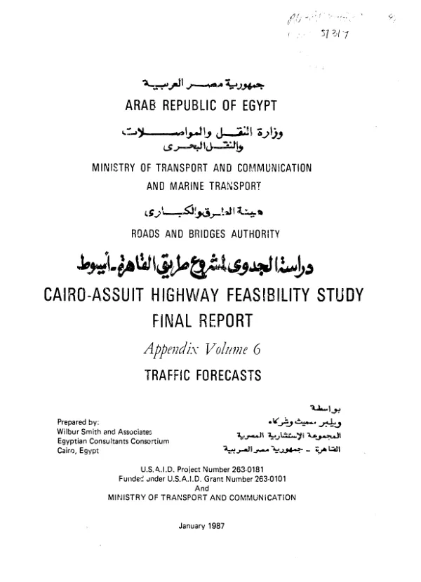 Cairo - Assuit highway feasibility study, final report : appendix volume 6. traffic forecasts
