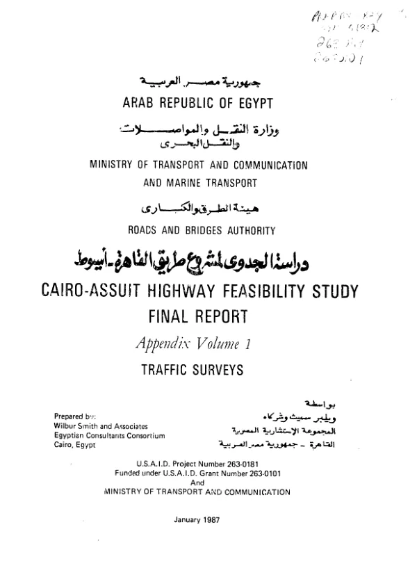 Cairo - Assuit highway feasibility study, final report : appendix volume 1. traffic surveys