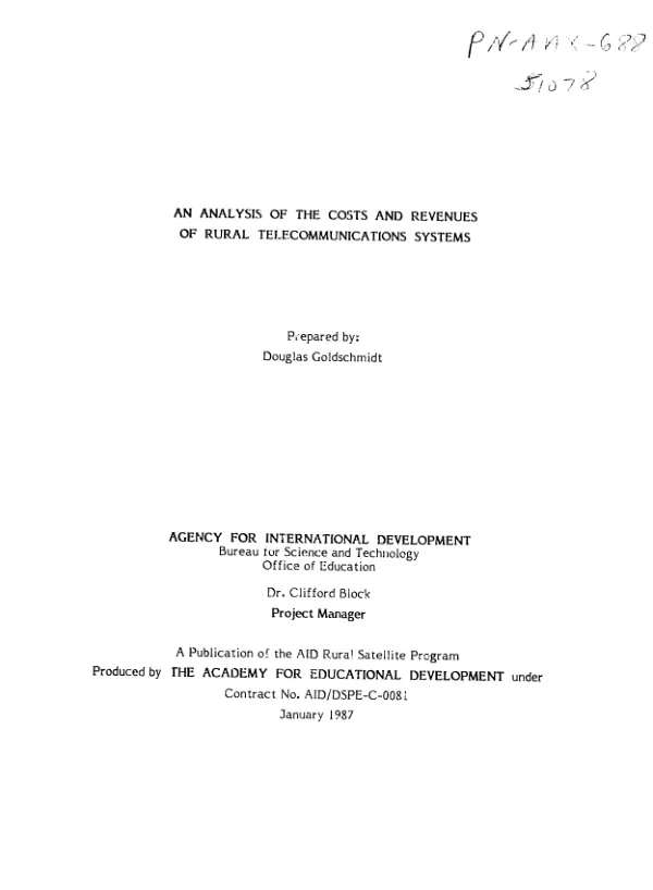 Analysis of the costs and revenues of rural telecommunications systems