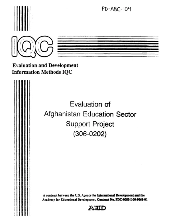 Evaluation of Afghanistan education sector support project (306-0202)